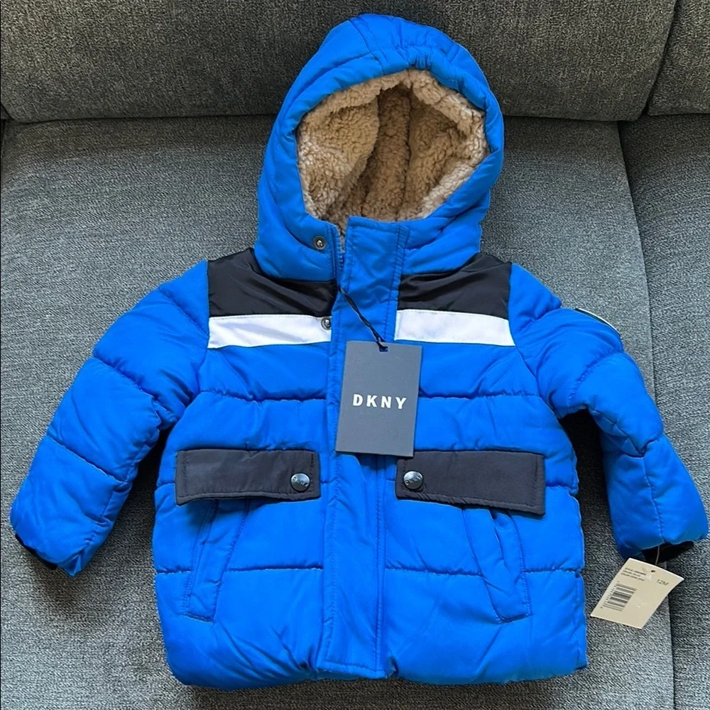DKNY Vibrant Blue Hooded Puffer Coat New with tags 🏷️